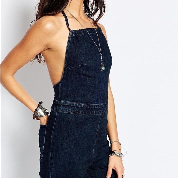Free People Denim Halter Jumpsuit - Picture 2 of 9